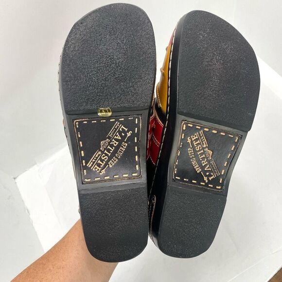 Spring Step Women's Leather Mules - Red, Yellow, Black - Picture 8 of 13